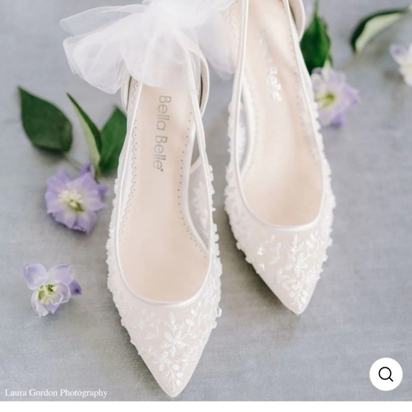 Bella Belle Edna ivory bridal beaded embroidered heels 8 - Picture 3 of 3